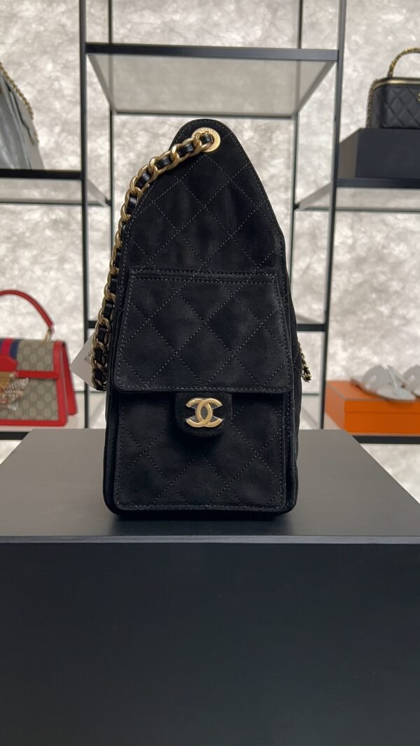 Chanel Small 25 Handbag Black Suede Quilted