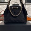 Chanel Small 25 Handbag Black Suede Quilted