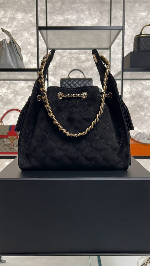 Chanel Small 25 Handbag Black Suede Quilted