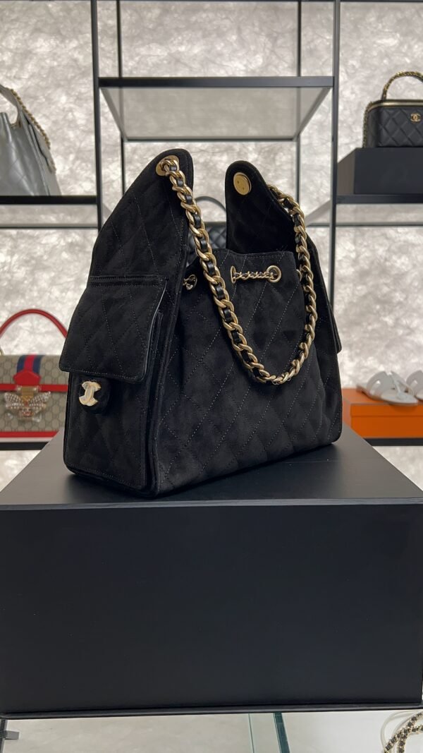 Chanel Small 25 Handbag Black Suede Quilted