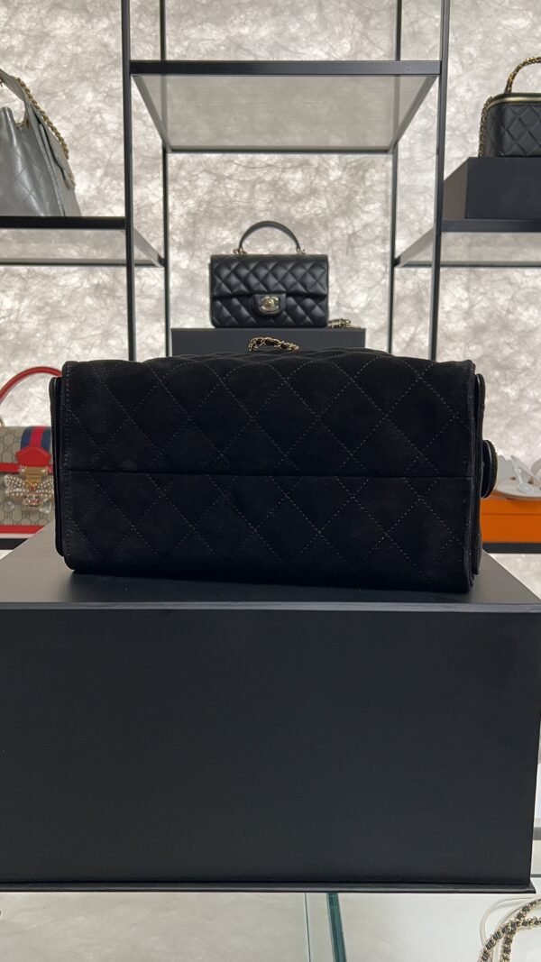 Chanel Small 25 Handbag Black Suede Quilted