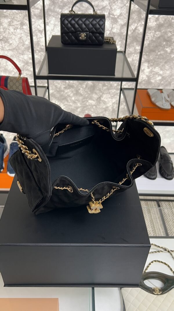 Chanel Small 25 Handbag Black Suede Quilted