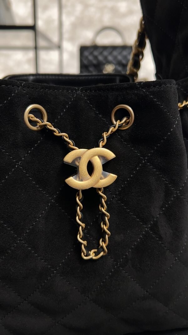 Chanel Small 25 Handbag Black Suede Quilted
