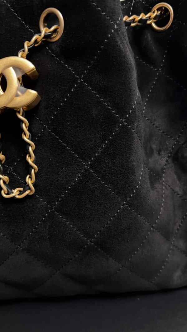 Chanel Small 25 Handbag Black Suede Quilted