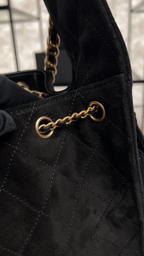 Chanel Small 25 Handbag Black Suede Quilted