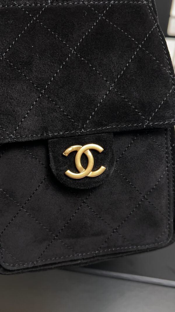 Chanel Small 25 Handbag Black Suede Quilted