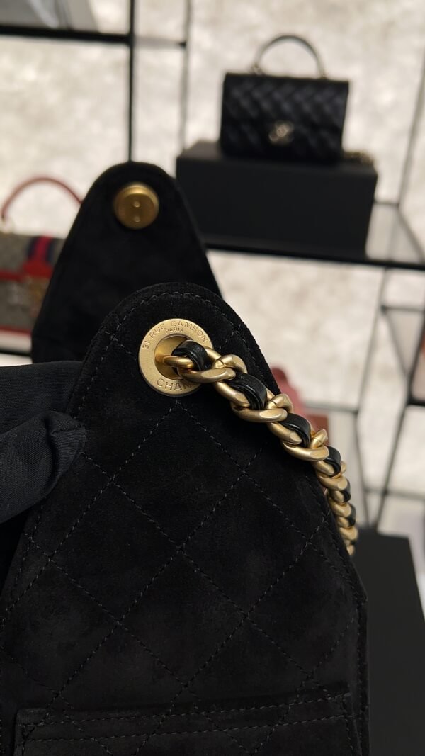 Chanel Small 25 Handbag Black Suede Quilted