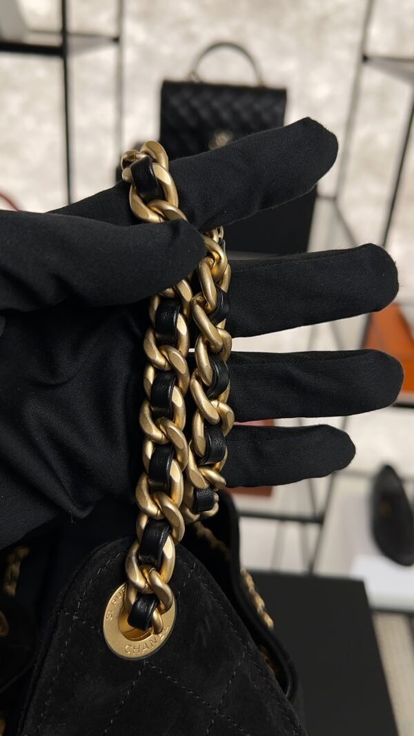 Chanel Small 25 Handbag Black Suede Quilted