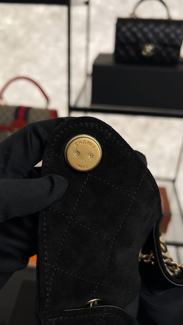 Chanel Small 25 Handbag Black Suede Quilted