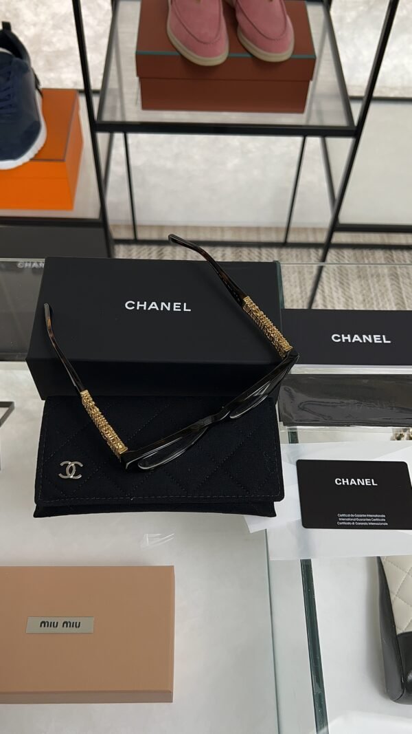 Chanel Cat Eye Eyeglasses Frame: Acetate & Chain, Dark Tortoise