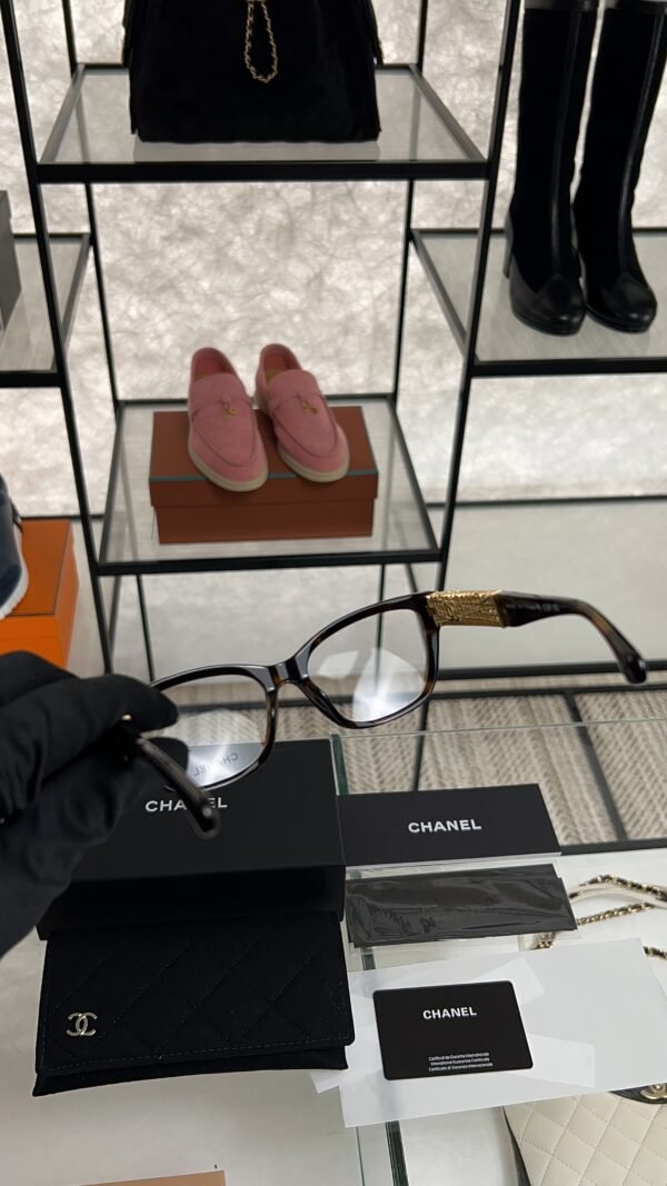 Chanel Cat Eye Eyeglasses Frame: Acetate & Chain, Dark Tortoise