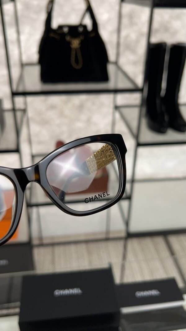 Chanel Cat Eye Eyeglasses Frame: Acetate & Chain, Dark Tortoise