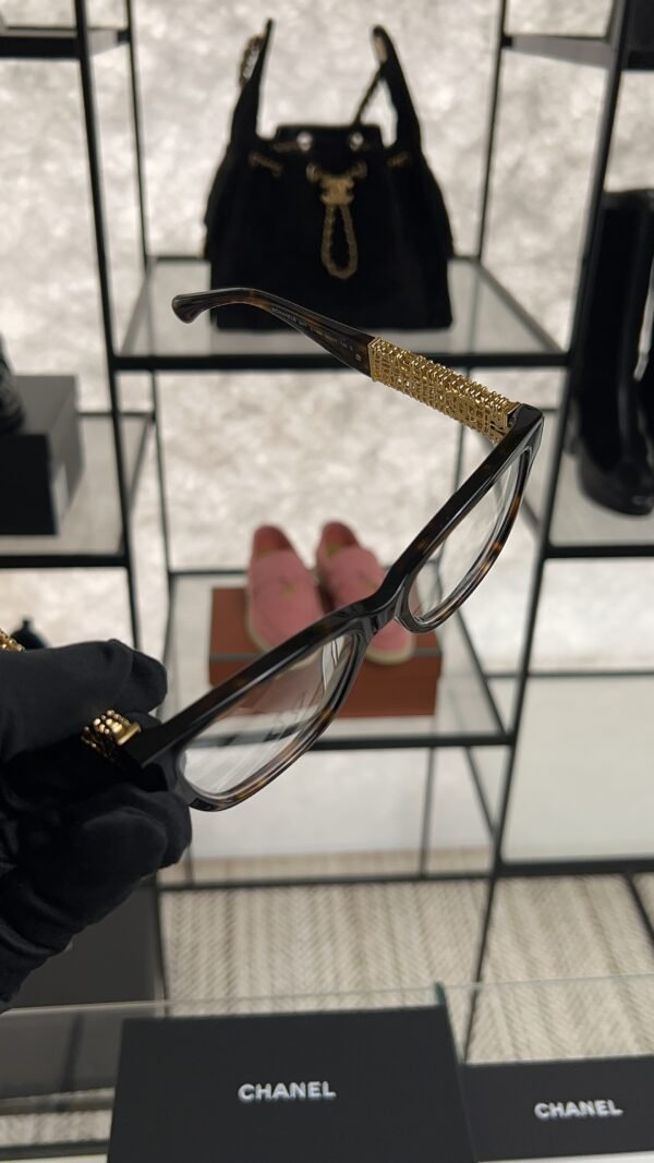 Chanel Cat Eye Eyeglasses Frame: Acetate & Chain, Dark Tortoise