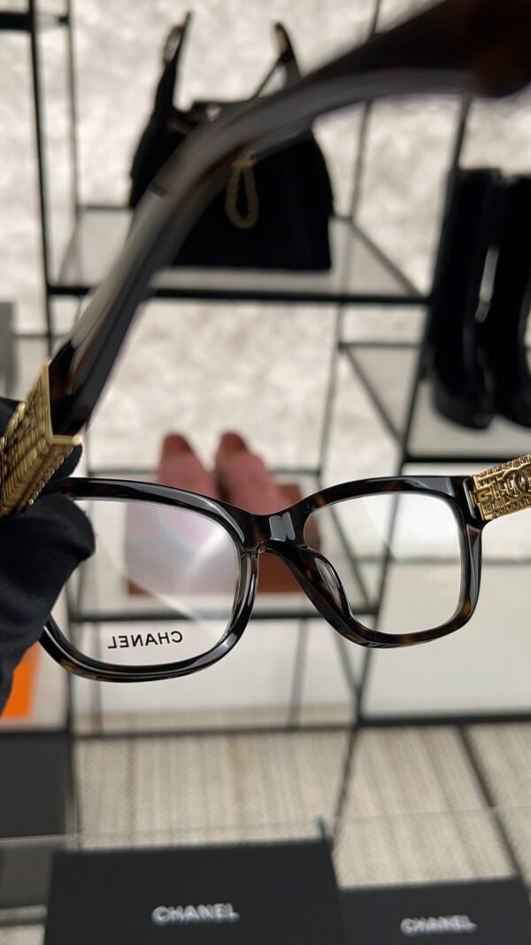 Chanel Cat Eye Eyeglasses Frame: Acetate & Chain, Dark Tortoise