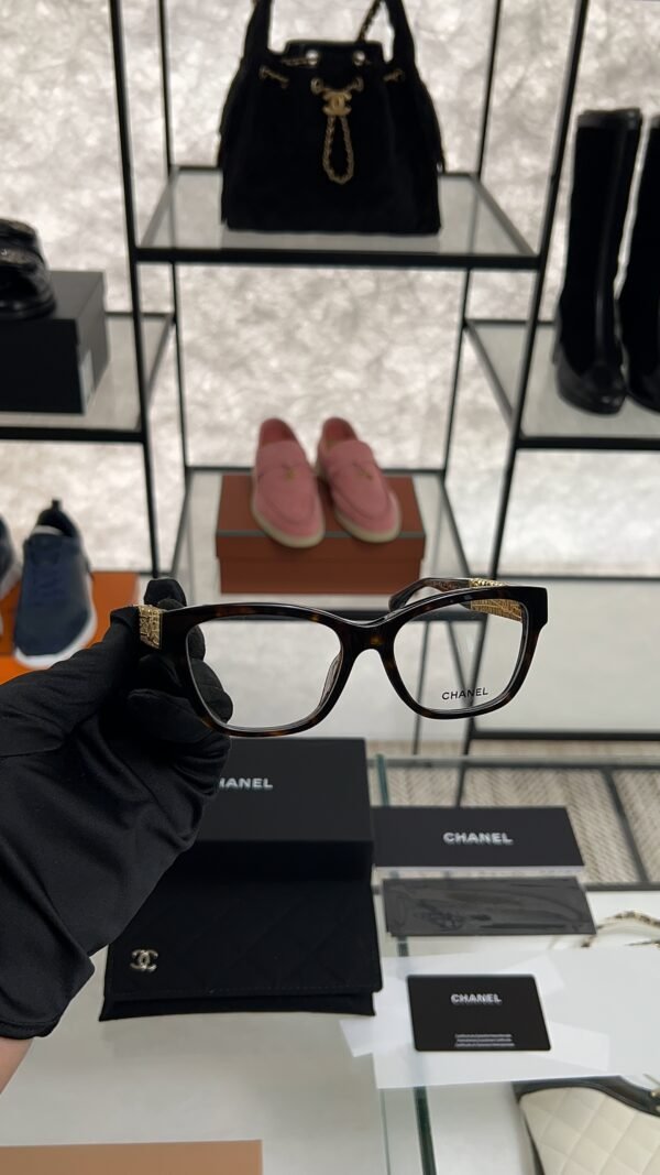 Chanel Cat Eye Eyeglasses Frame: Acetate & Chain, Dark Tortoise