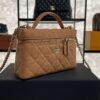 Chanel Top Handle Long Vanity Dark Brown Caviar Light Gold