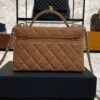 Chanel Top Handle Long Vanity Dark Brown Caviar Light Gold