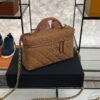 Chanel Top Handle Long Vanity Dark Brown Caviar Light Gold