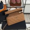 Chanel Top Handle Long Vanity Dark Brown Caviar Light Gold
