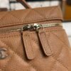Chanel Top Handle Long Vanity Dark Brown Caviar Light Gold