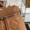Chanel Top Handle Long Vanity Dark Brown Caviar Light Gold