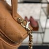 Chanel Top Handle Long Vanity Dark Brown Caviar Light Gold