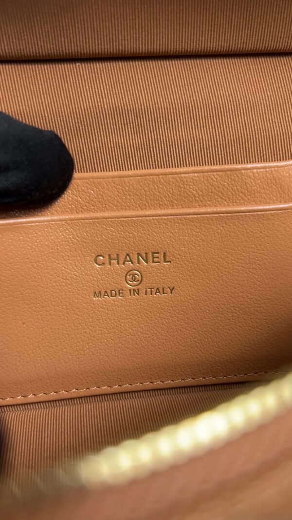 Chanel Top Handle Long Vanity Dark Brown Caviar Light Gold