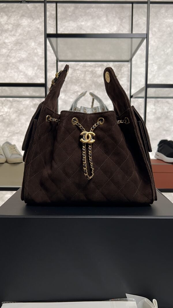 Chanel Small 25 Handbag Brown Suede Quilted