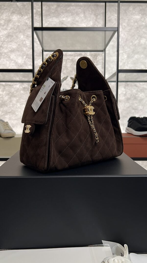 Chanel Small 25 Handbag Brown Suede Quilted
