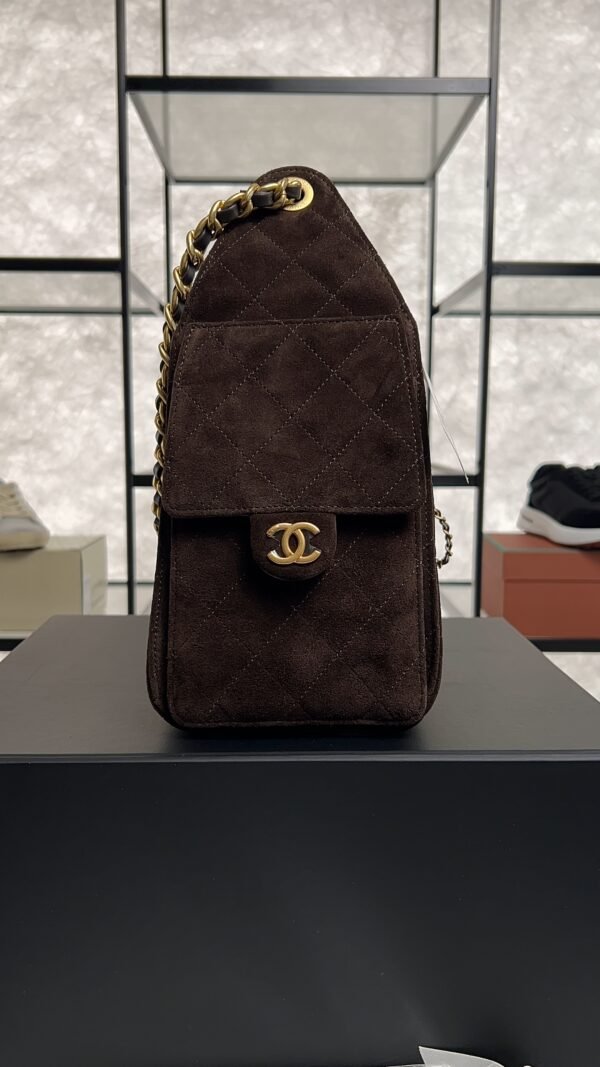 Chanel Small 25 Handbag Brown Suede Quilted