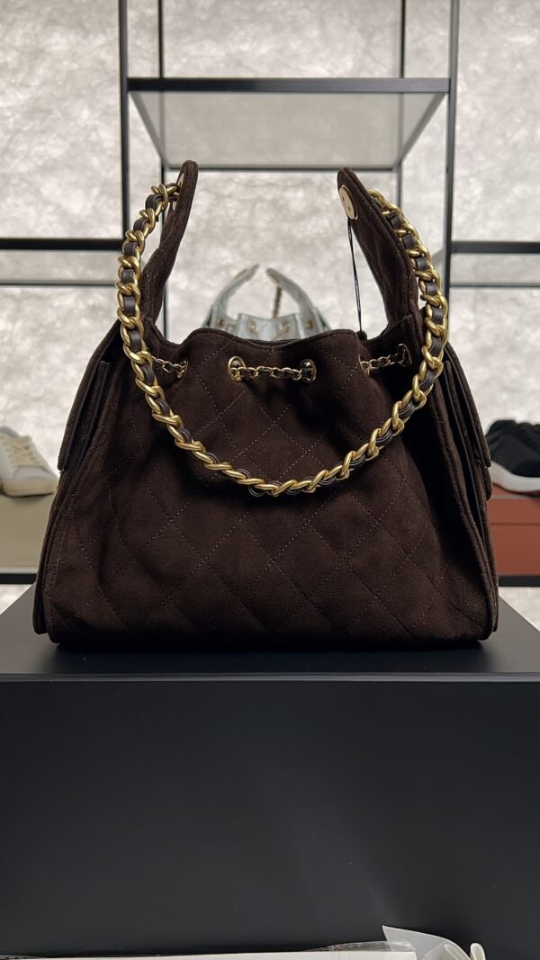 Chanel Small 25 Handbag Brown Suede Quilted
