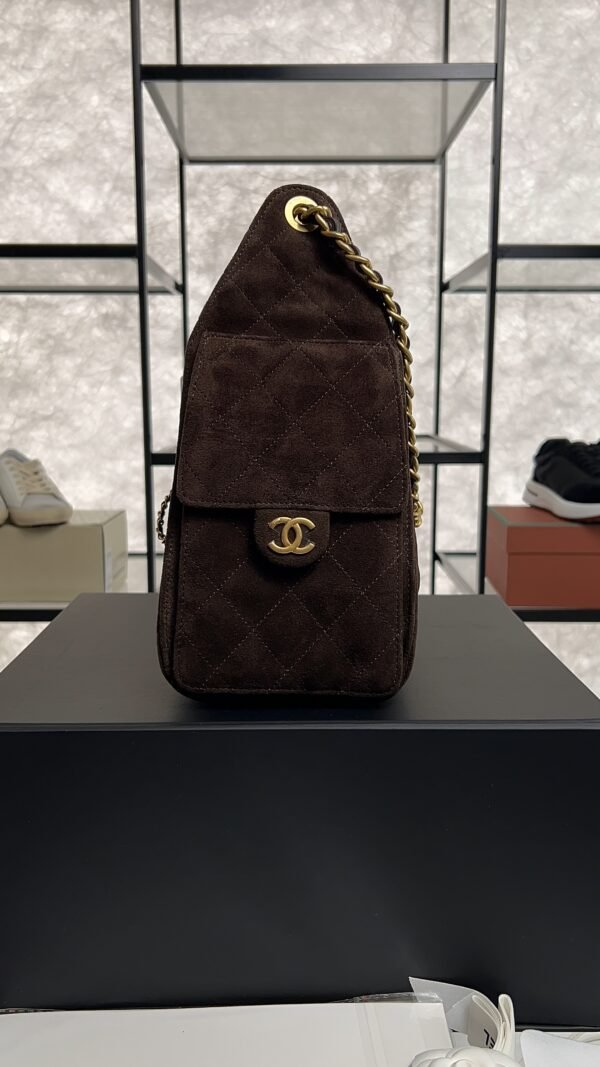 Chanel Small 25 Handbag Brown Suede Quilted