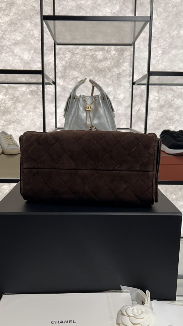Chanel Small 25 Handbag Brown Suede Quilted