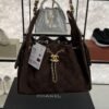 Chanel Small 25 Handbag Brown Suede Quilted
