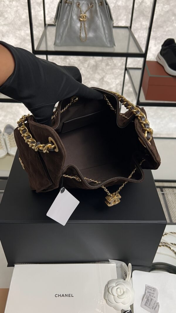 Chanel Small 25 Handbag Brown Suede Quilted