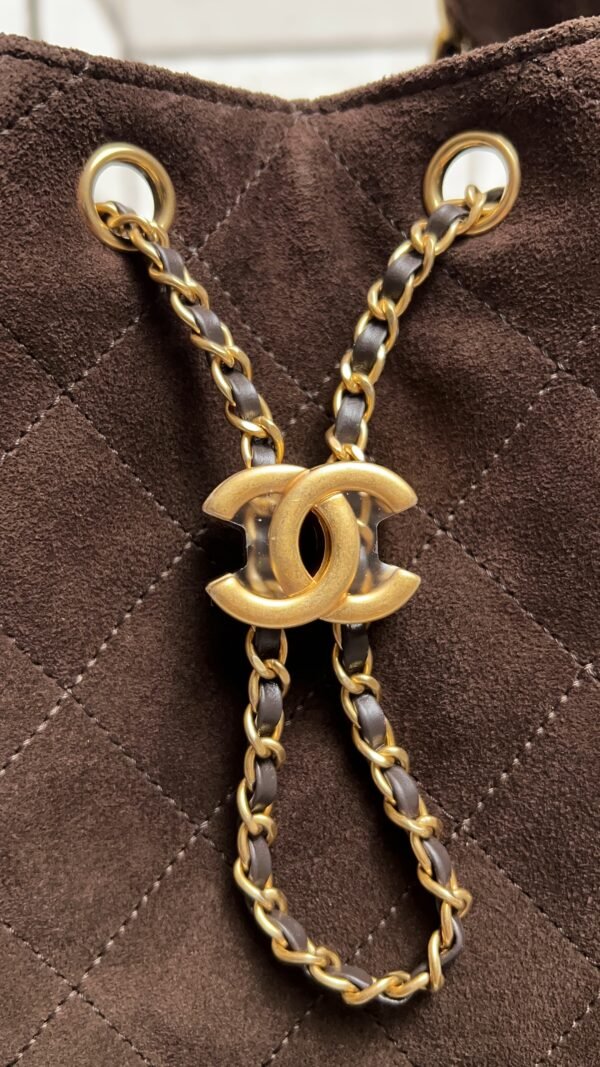 Chanel Small 25 Handbag Brown Suede Quilted