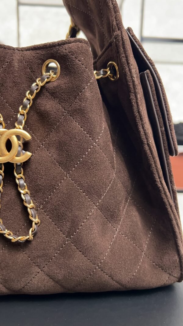 Chanel Small 25 Handbag Brown Suede Quilted
