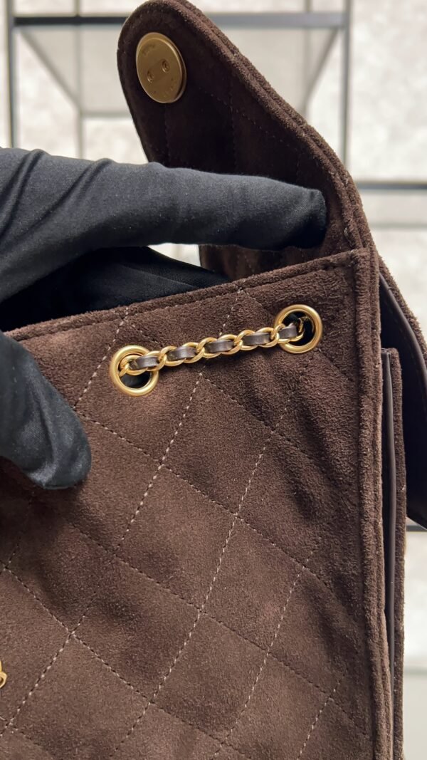 Chanel Small 25 Handbag Brown Suede Quilted