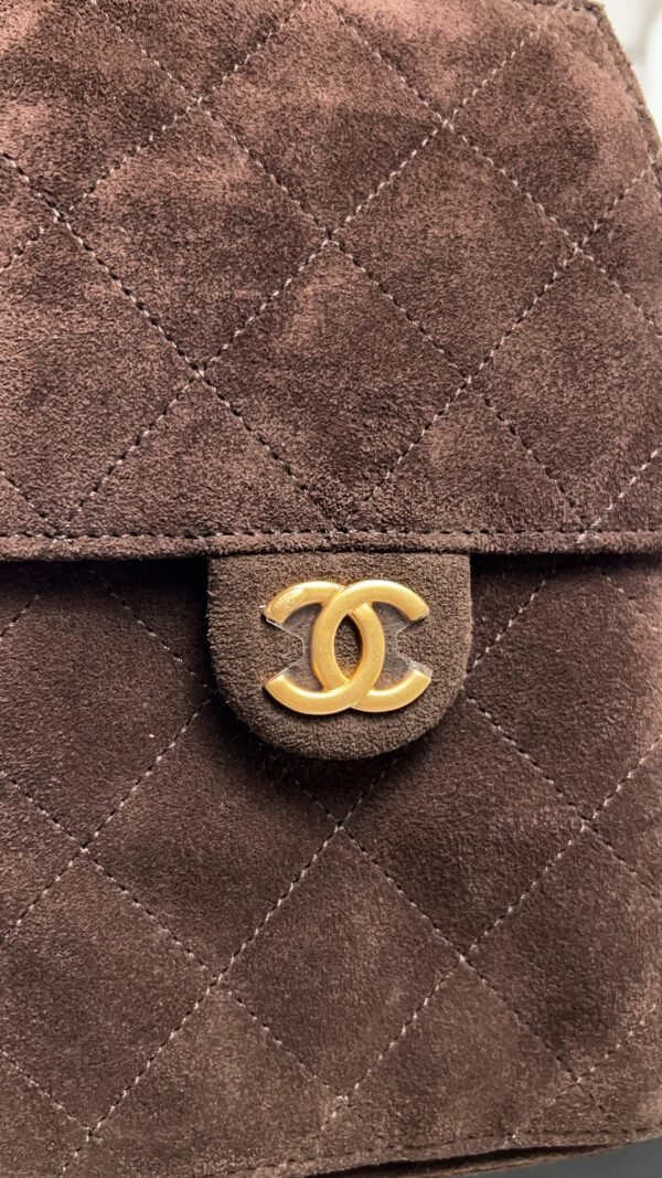 Chanel Small 25 Handbag Brown Suede Quilted