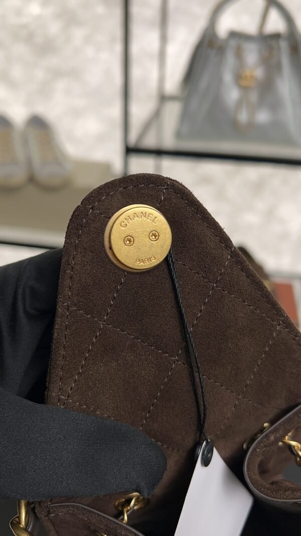 Chanel Small 25 Handbag Brown Suede Quilted