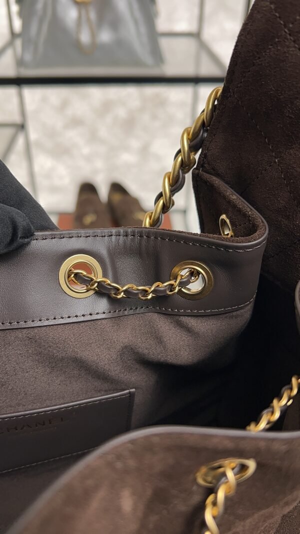 Chanel Small 25 Handbag Brown Suede Quilted
