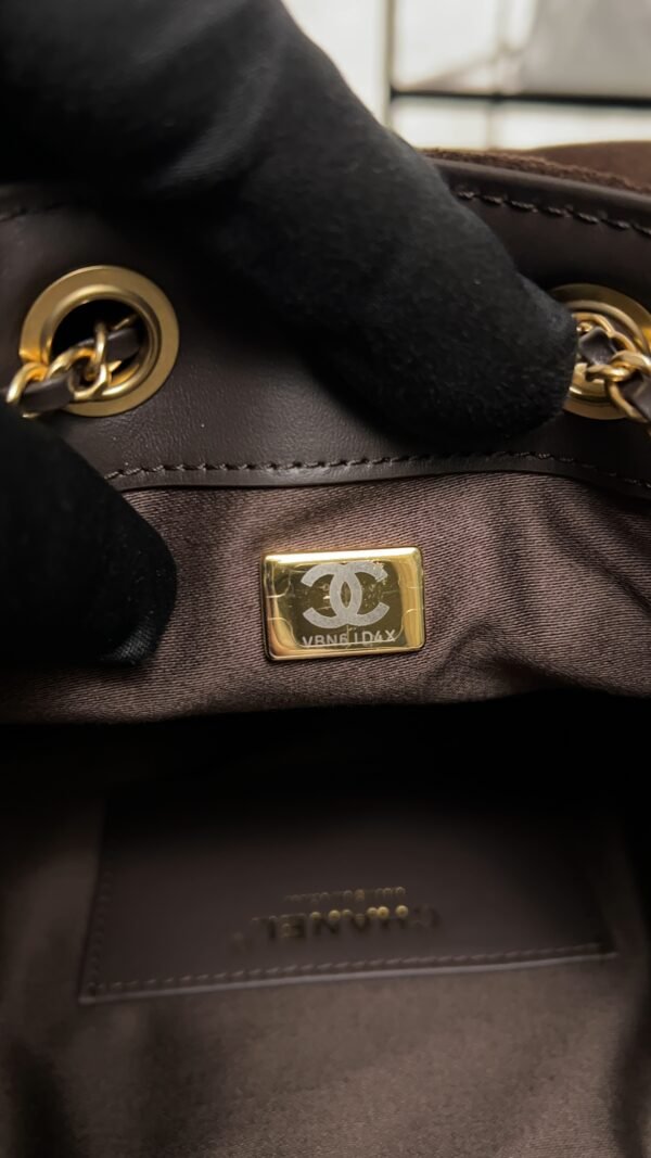 Chanel Small 25 Handbag Brown Suede Quilted