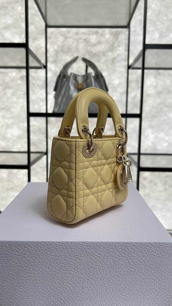 Dior Lambskin Cannage Micro Lady Dior Soft Yellow