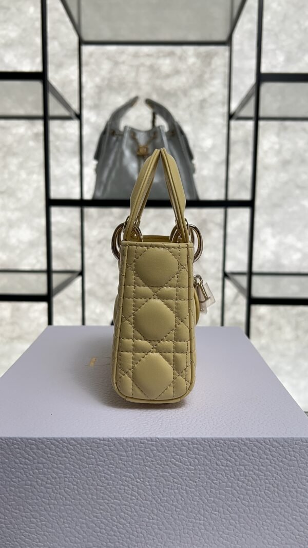 Dior Lambskin Cannage Micro Lady Dior Soft Yellow