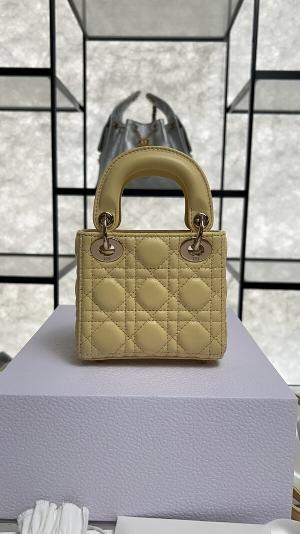 Dior Lambskin Cannage Micro Lady Dior Soft Yellow
