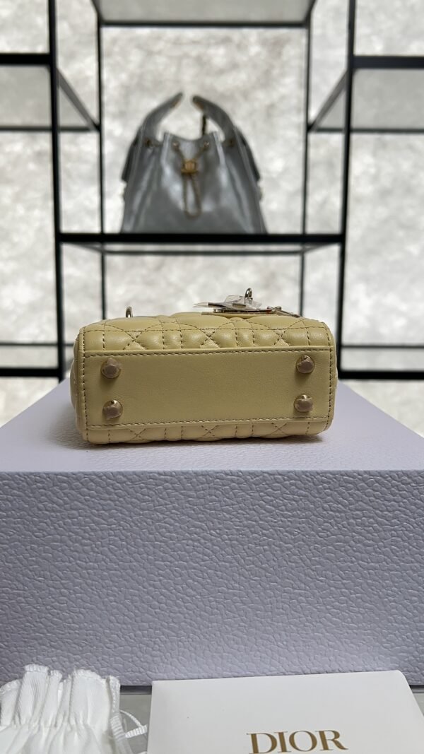 Dior Lambskin Cannage Micro Lady Dior Soft Yellow