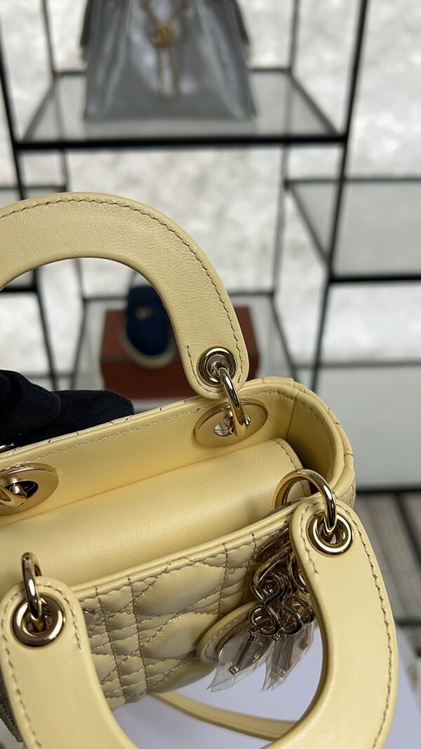 Dior Lambskin Cannage Micro Lady Dior Soft Yellow