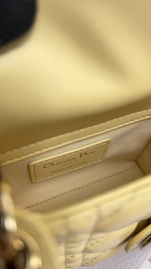 Dior Lambskin Cannage Micro Lady Dior Soft Yellow