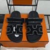 HERMÈS Suede Crystal Womens Chypre Sandals  Black