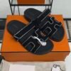 HERMÈS Suede Crystal Womens Chypre Sandals  Black